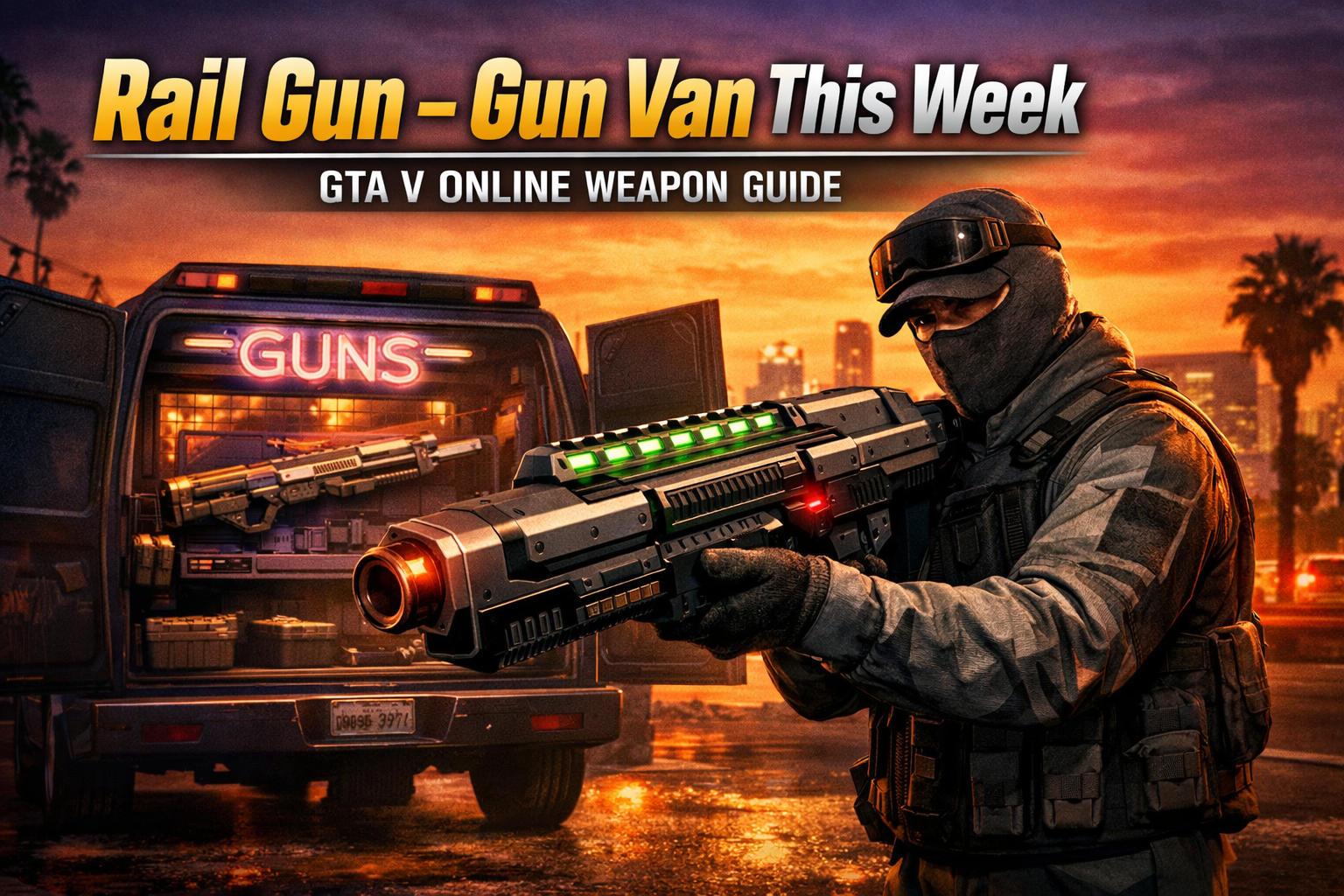 This week in GTA V Online, the Rail Gun is available from the Gun Van! 🔫💥