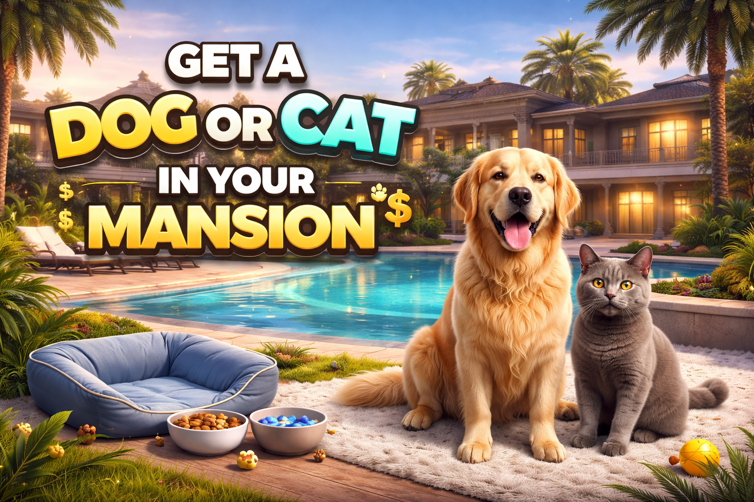 Get a Dog 🐶 and or Cat 🐱 in Your Mansion