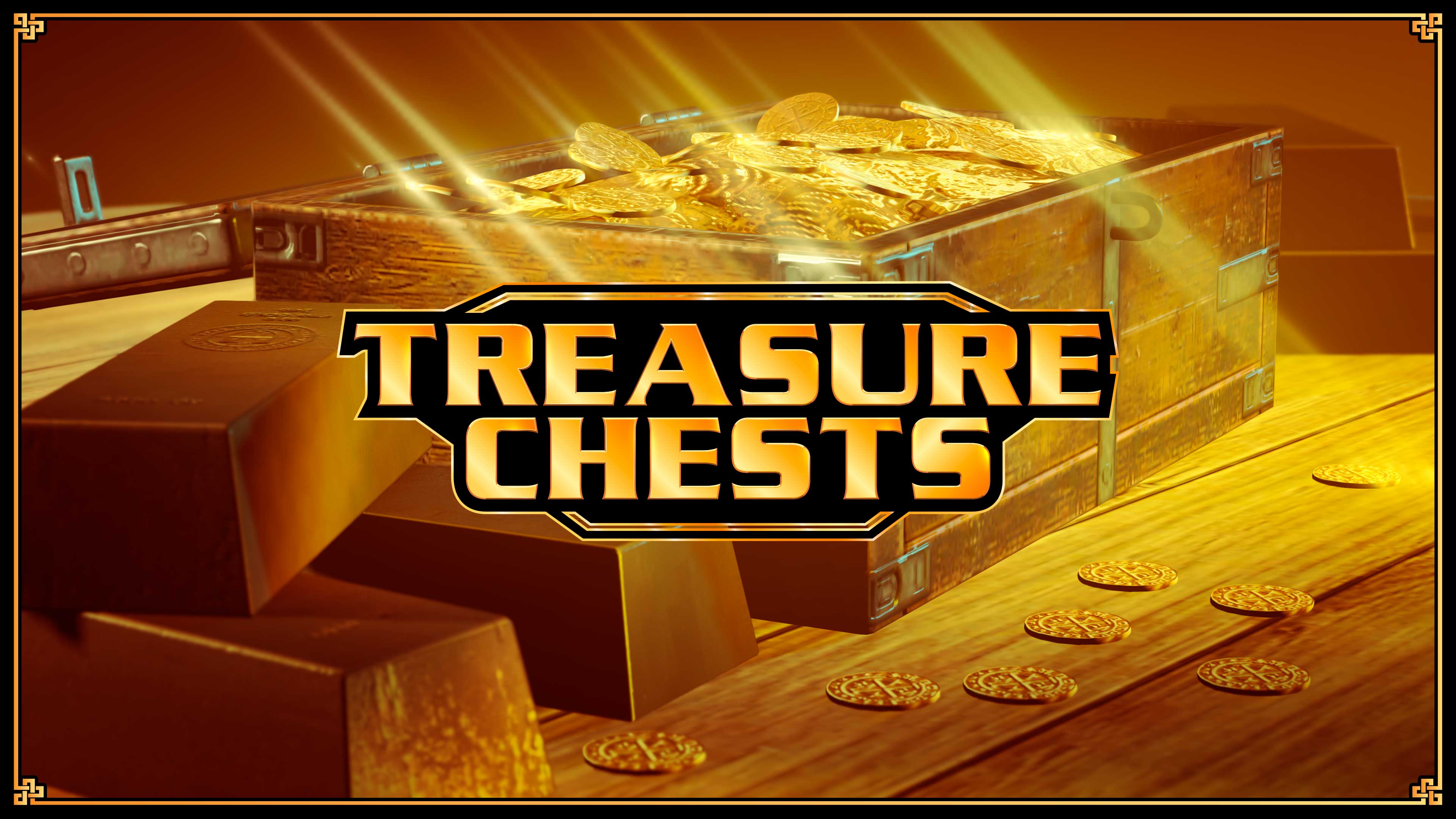 Treasure Chests poster featuring stacks of gold bars.